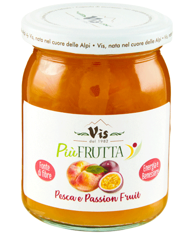 Più Frutta Benessere - Confettura extra 220g - Pesca & Passion Fruit